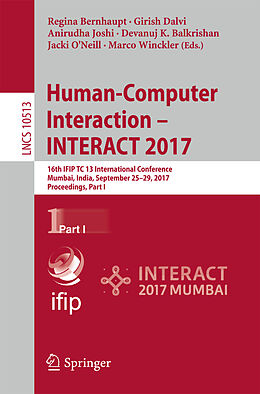 Kartonierter Einband Human-Computer Interaction - INTERACT 2017 von 