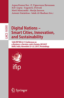Couverture cartonnée Digital Nations   Smart Cities, Innovation, and Sustainability de 