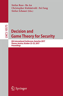 Kartonierter Einband Decision and Game Theory for Security von 