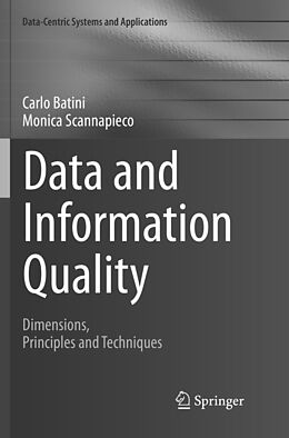 Couverture cartonnée Data and Information Quality de Monica Scannapieco, Carlo Batini