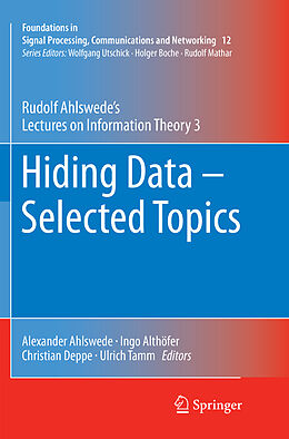 Couverture cartonnée Hiding Data - Selected Topics de Rudolf Ahlswede