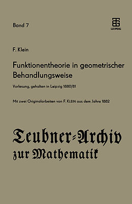 Kartonierter Einband Funktionentheorie in geometrischer Behandlungsweise von Felix Klein