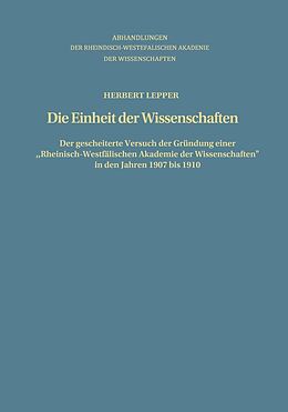E-Book (pdf) Die Einheit der Wissenschaften von Herbert Lepper