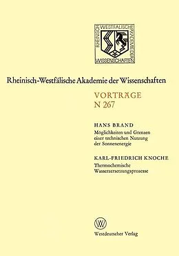E-Book (pdf) Möglichkeiten und Grenzen einer technischen Nutzung der Sonnenenergie. Thermochemische Wasserzersetzungsprozesse von Hans Brand