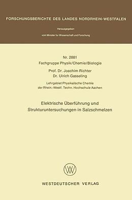 E-Book (pdf) Elektrische Überführung und Strukturuntersuchungen in Salzschmelzen von Joachim Richter
