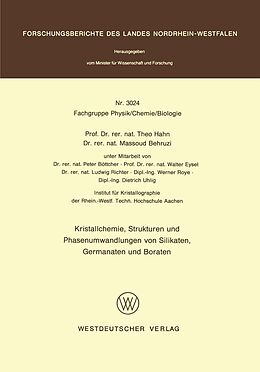 E-Book (pdf) Kristallchemie, Strukturen und Phasenumwandlungen von Silikaten, Germanaten und Boraten von Theo Hahn