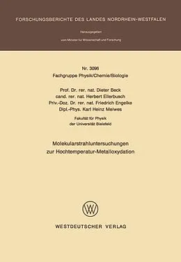 E-Book (pdf) Molekularstrahluntersuchungen zur Hochtemperatur- Metalloxydation von Dieter Beck