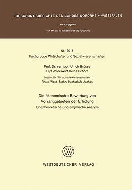 E-Book (pdf) Die ökonomische Bewertung von Vorranggebieten der Erholung von Ulrich Brösse