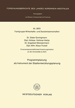 E-Book (pdf) Programmplanung als Instrument der Stadtentwicklungsplanung von Dieter Ewringmann