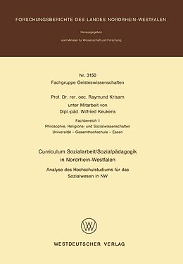 E-Book (pdf) Curriculum Sozialarbeit/Sozialpädagogik in Nordrhein-Westfalen von Raymund Krisam