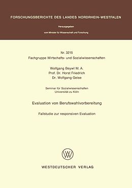 E-Book (pdf) Evaluation von Berufswahlvorbereitung von Wolfgang Beywl