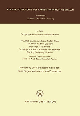 E-Book (pdf) Minderung der Schadstoffemissionen beim Gegendrucksintern von Eisenerzen von Franz-Rudolf Block