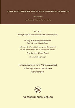 E-Book (pdf) Untersuchungen zum Wärmetransport in flüssigkeitsdurchströmten Schüttungen von Klaus-Jürgen Schröder