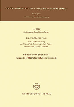 E-Book (pdf) Verhalten von Beton unter kurzzeitiger Höchstbelastung (Druckstoß) von Thomas Frank
