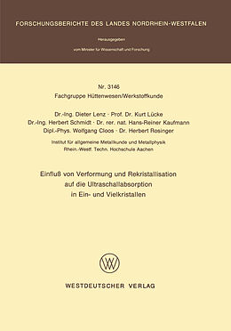E-Book (pdf) Einfluß von Verformung und Rekristallisation auf die Ultraschallabsorption in Ein- und Vielkristallen von Dieter Lenz