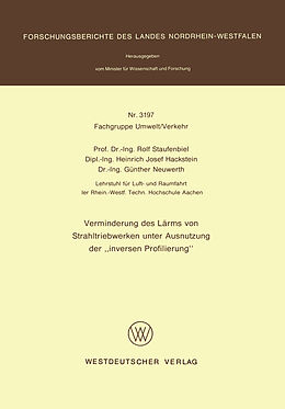 E-Book (pdf) Verminderung des Lärms von Strahltriebwerken unter Ausnutzung der inversen Profilierung von Rolf Staufenbiel