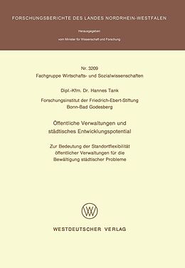 E-Book (pdf) Öffentliche Verwaltungen und städtisches Entwicklungspotential von Hannes Tank