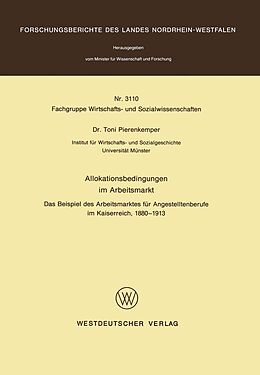 E-Book (pdf) Allokationsbedingungen im Arbeitsmarkt von Toni Pierenkemper