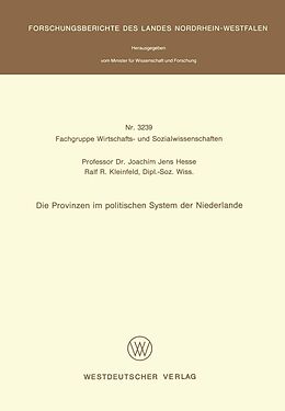 E-Book (pdf) Die Provinzen im politischen System der Niederlande von Joachim Jens Hesse