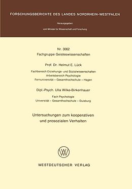E-Book (pdf) Untersuchungen zum kooperativen und prosozialen Verhalten von Helmut E. Lück