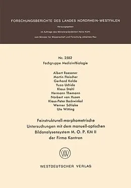 E-Book (pdf) Feinstrukturell-morphometrische Untersuchungen mit dem manuell-optischen Bildanalysensystem M. O. P. KM II der Firma Kontron von 