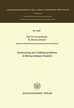 E-Book (pdf) Untersuchung des Vielkörperproblems im Rahmen lösbarer Modelle von Konrad Bleuler