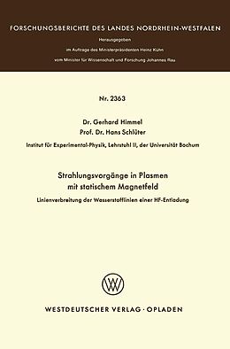 E-Book (pdf) Strahlungsvorgänge in Plasmen mit statischem Magnetfeld von Gerhard Himmel