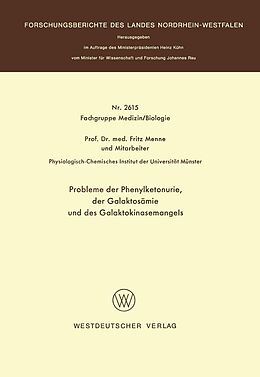 E-Book (pdf) Probleme der Phenylketonurie, der Galaktosämie und des Galaktokinasemangels von Fritz Menne