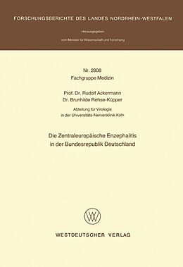 E-Book (pdf) Die Zentraleuropäische Enzephalitis in der Bundesrepublik Deutschland von Rudolf Ackermann