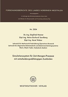 E-Book (pdf) Simulationssystem für Zeit-Mengen-Prozesse mit entscheidungsabhängigen Zuständen von Siegfried Hoener