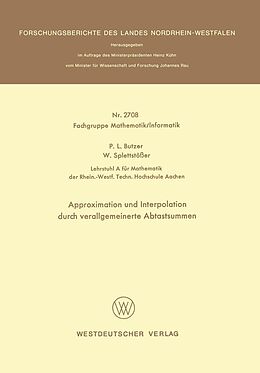E-Book (pdf) Approximation und Interpolation durch verallgemeinerte Abtastsummen von Paul L. Butzer