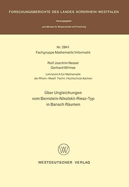 E-Book (pdf) Über Ungleichungen vom Bernstein-Nikolskii-Riesz-Typ in Banach Räumen von Rolf Joachim Nessel