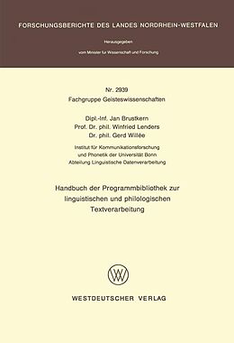 E-Book (pdf) Handbuch der Programmbibliothek zur linguistischen und philologischen Textverarbeitung von Jan Brustkern