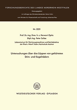 E-Book (pdf) Untersuchungen über das Läppen von gehärteten Stirn- und Kegelrädern von Herwart Opitz