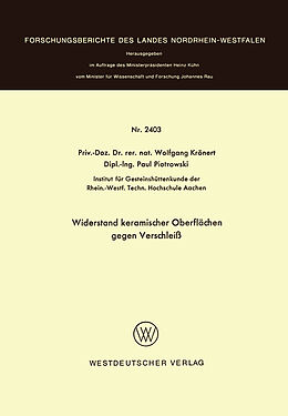 E-Book (pdf) Widerstand keramischer Oberflächen gegen Verschleiß von Wolfgang Krönert
