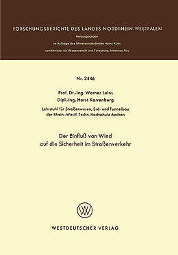 E-Book (pdf) Der Einfluß von Wind auf die Sicherheit im Straßenverkehr von Werner Leins