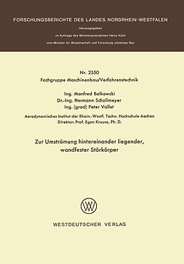 E-Book (pdf) Zur Umströmung hintereinander liegender, wandfester Störkörper von Manfred Balkowski
