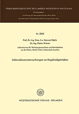 E-Book (pdf) Lebensdaueruntersuchungen an Kegelradgetrieben von Herwart Opitz