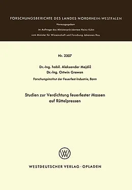 E-Book (pdf) Studien zur Verdichtung feuerfester Massen auf Rüttelpressen von Aleksander Majdi