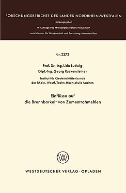 E-Book (pdf) Einflüsse auf die Brennbarkeit von Zementrohmehlen von Udo Ludwig