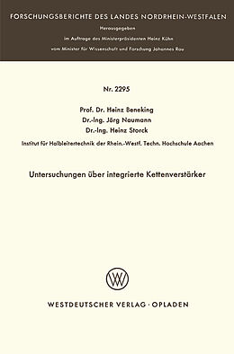 E-Book (pdf) Untersuchungen über integrierte Kettenverstärker von Heinz Beneking
