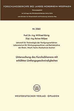 E-Book (pdf) Untersuchung des Kurzhubhonens mit erhöhten Umfangsgeschwindigkeiten von Wilfried König