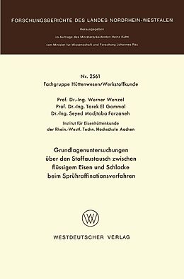 E-Book (pdf) Grundlagenuntersuchungen über den Stoffaustausch zwischen flüssigem Eisen und Schlacke beim Sprühraffinationsverfahren von Werner Wenzel