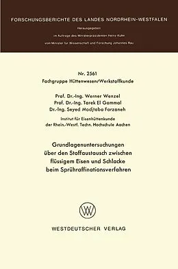 E-Book (pdf) Grundlagenuntersuchungen über den Stoffaustausch zwischen flüssigem Eisen und Schlacke beim Sprühraffinationsverfahren von Werner Wenzel