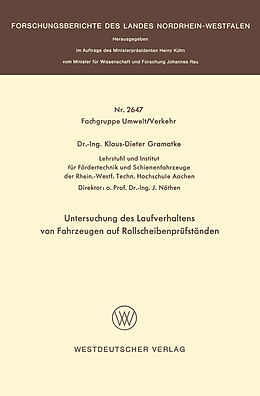 E-Book (pdf) Untersuchung des Laufverhaltens von Fahrzeugen auf Rollscheibenprüfständen von Klaus-Dieter Gramatke