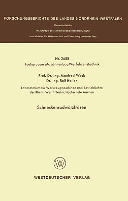 E-Book (pdf) Schneckenradwälzfräsen von Manfred Weck