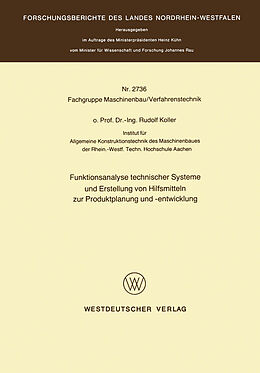 E-Book (pdf) Funktionsanalyse technischer Systeme und Erstellung von Hilfsmitteln zur Produktplanung und -entwicklung von Rudolf Koller