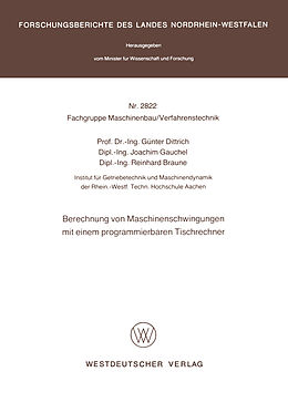 E-Book (pdf) Berechnung von Maschinenschwingungen mit einem programmierbaren Tischrechner von Günter Dittrich
