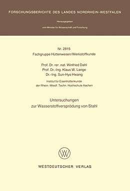 E-Book (pdf) Untersuchungen zur Wasserstoffversprödung von Stahl von Winfried Dahl