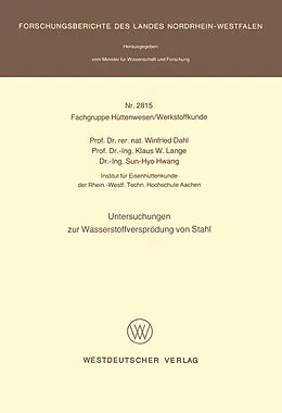 E-Book (pdf) Untersuchungen zur Wasserstoffversprödung von Stahl von Winfried Dahl